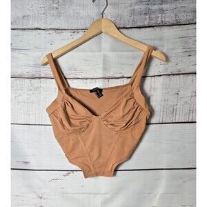 Forever 21 Womens Top Size XL Orange Bustier Corset Style Tank Top Stretch